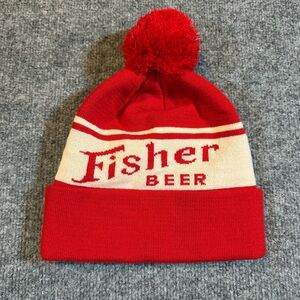 FISHER‎ BEER Brewing Co Red Winter Pom Beanie NWOT